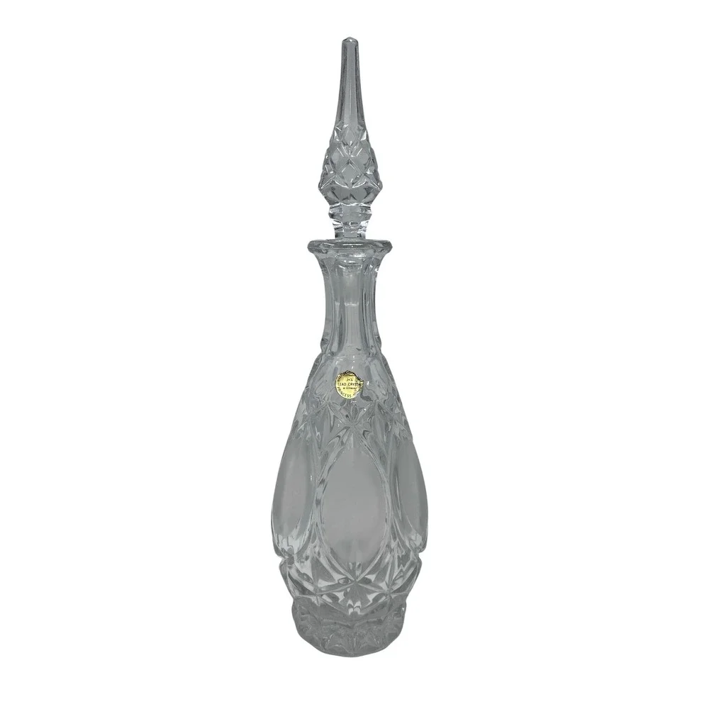 Princess House W Germany Lead Crystal Decanter Stopper Tall Etched Glass Barware